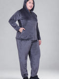 Winter Cotton Velvet Tracksuit For Women - Cloud Grey