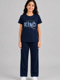 Girls Cotton T-Shirt & Pajama Set Soft Co-Ord Outfit for Kids (9-12 Years)