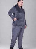 Winter Cotton Velvet Tracksuit For Women - Cloud Grey