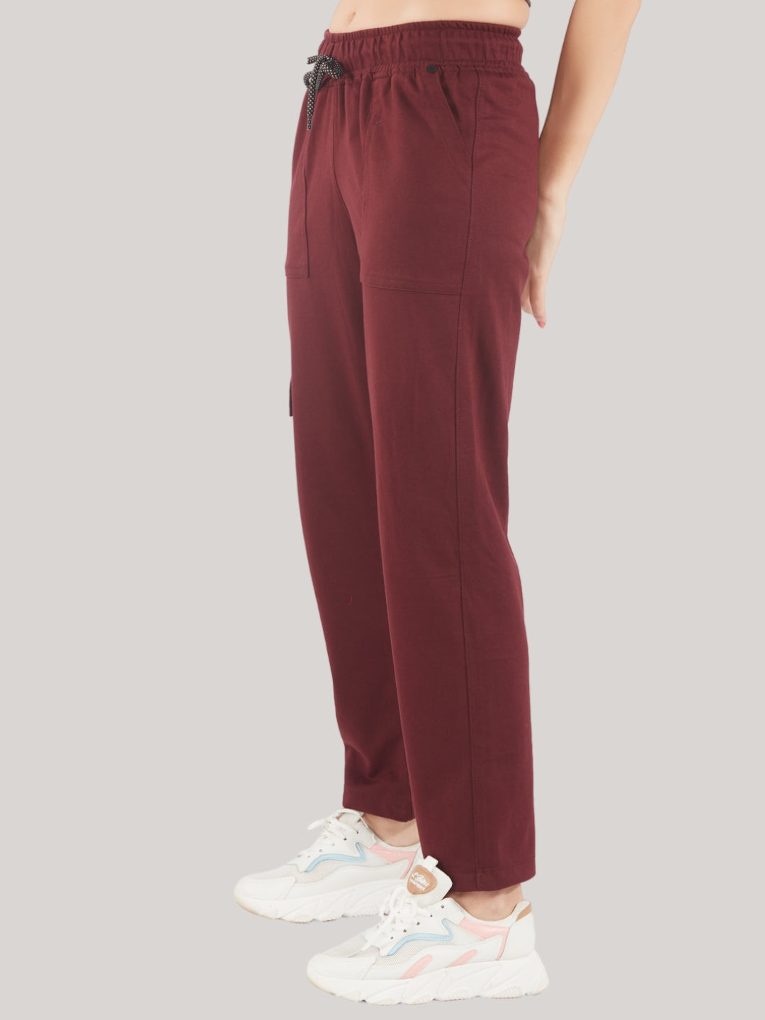 Plus Size Winters Cozy Fleece Cargo Pants For Women - wine