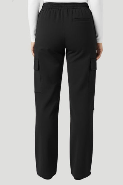 Plus Size Winters Cozy Fleece Cargo Pants For Women - Black