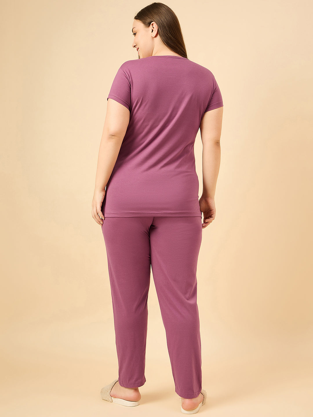 Cotton Nightsuit For Women - Pyjama Set -Mauve