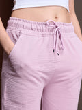 Women's Mid Rise Waffle Knit Track Pants-Lilac
