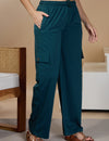 Women Smart Straight Fit Easy Wash Cargo Pants- Teal