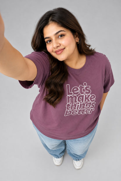 Cupid Woman Basic Printed Cotton Tees In Plus Sizes
