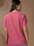 Women Textured Cotton Relaxed  Fit T-Shirt: Primrose