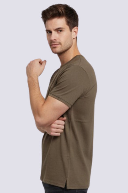 Derby Men's Round Neck Casual T-shirts-Mocha Brown
