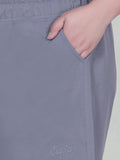 Women's High-Waisted Design Drawstring Waist Blended Regular Fit Shorts- Grey