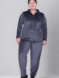 Winter Cotton Velvet Tracksuit For Women - Cloud Grey