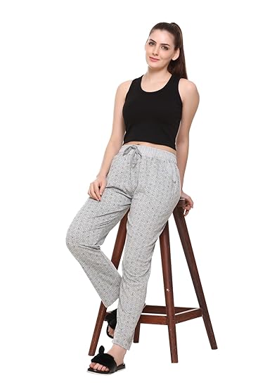 Stylish Grey Print Cotton Joggers For Women Online In India