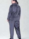 Winter Cotton Velvet Tracksuit For Women - Cloud Grey