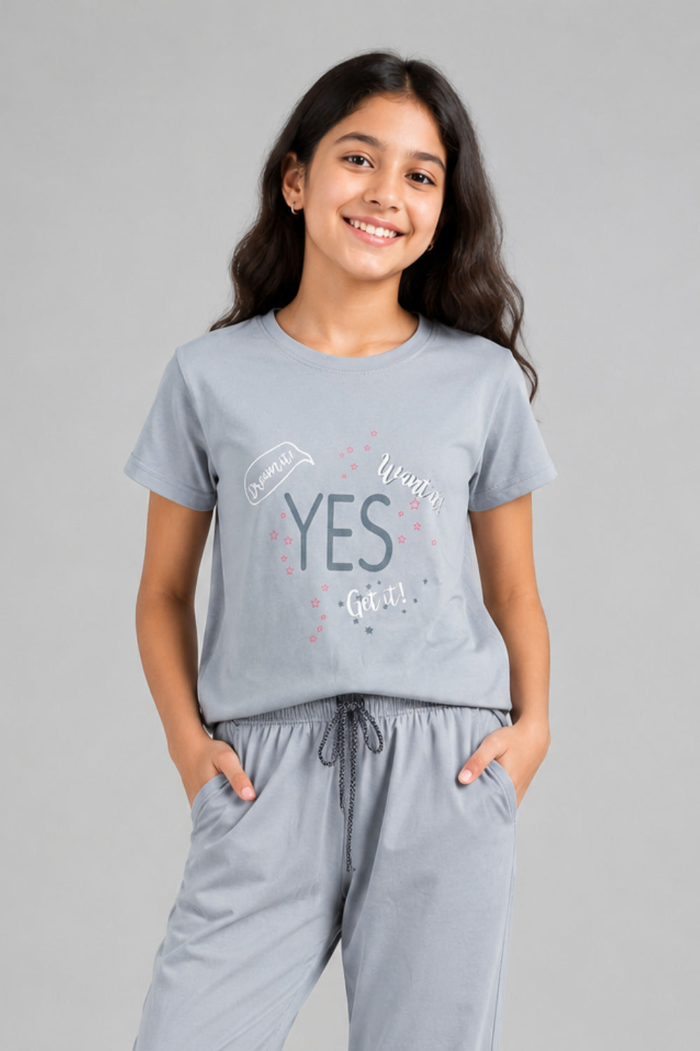 Girls Cotton T-Shirt & Pajama Set Soft Co-Ord Outfit for Kids (9-12 Years)