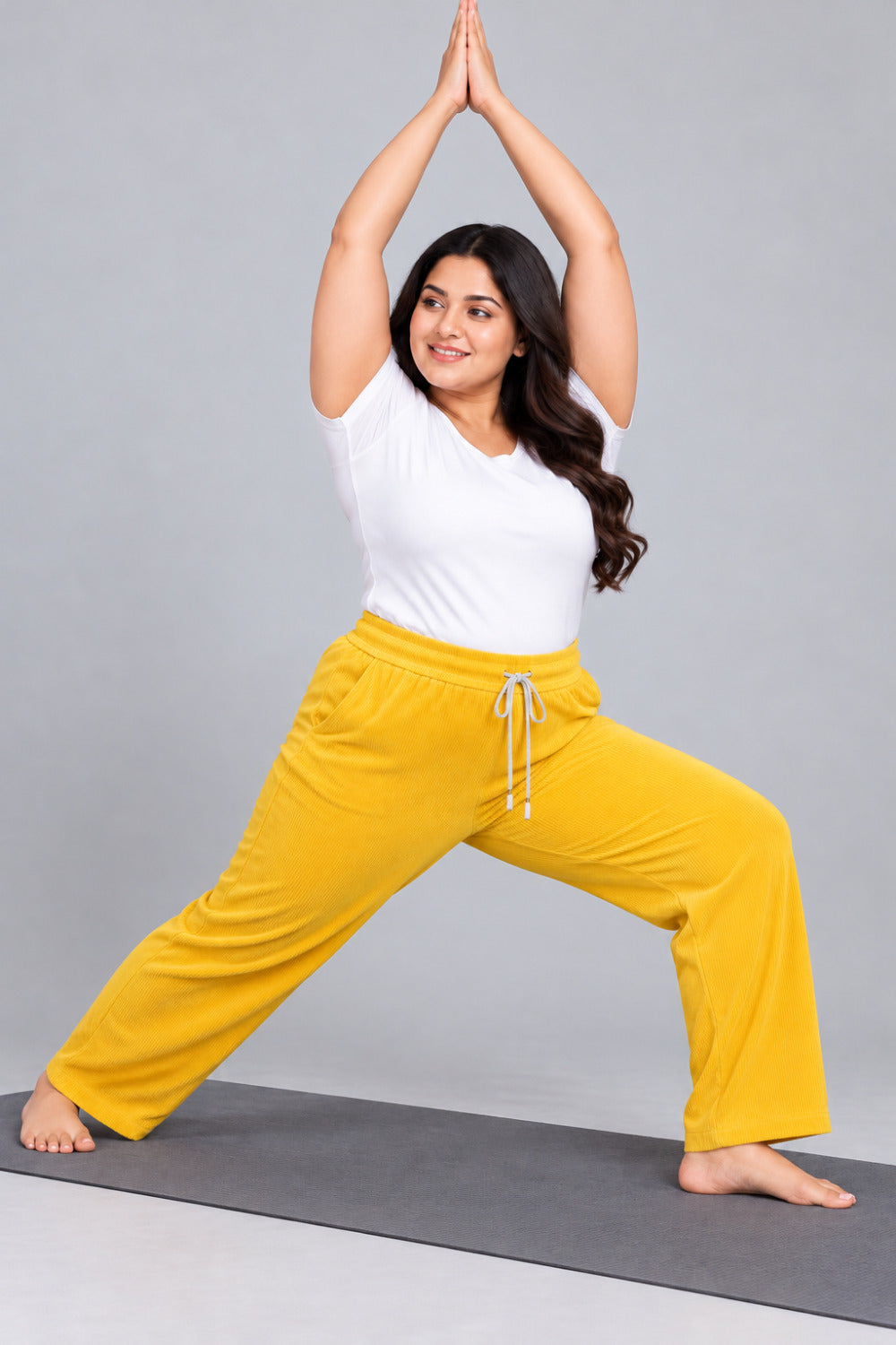 Women’s Ribbed Knit Track Pants / Relaxed Lounge Joggers with Drawstring