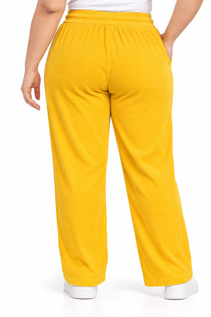 Women’s Ribbed Knit Track Pants / Relaxed Lounge Joggers with Drawstring