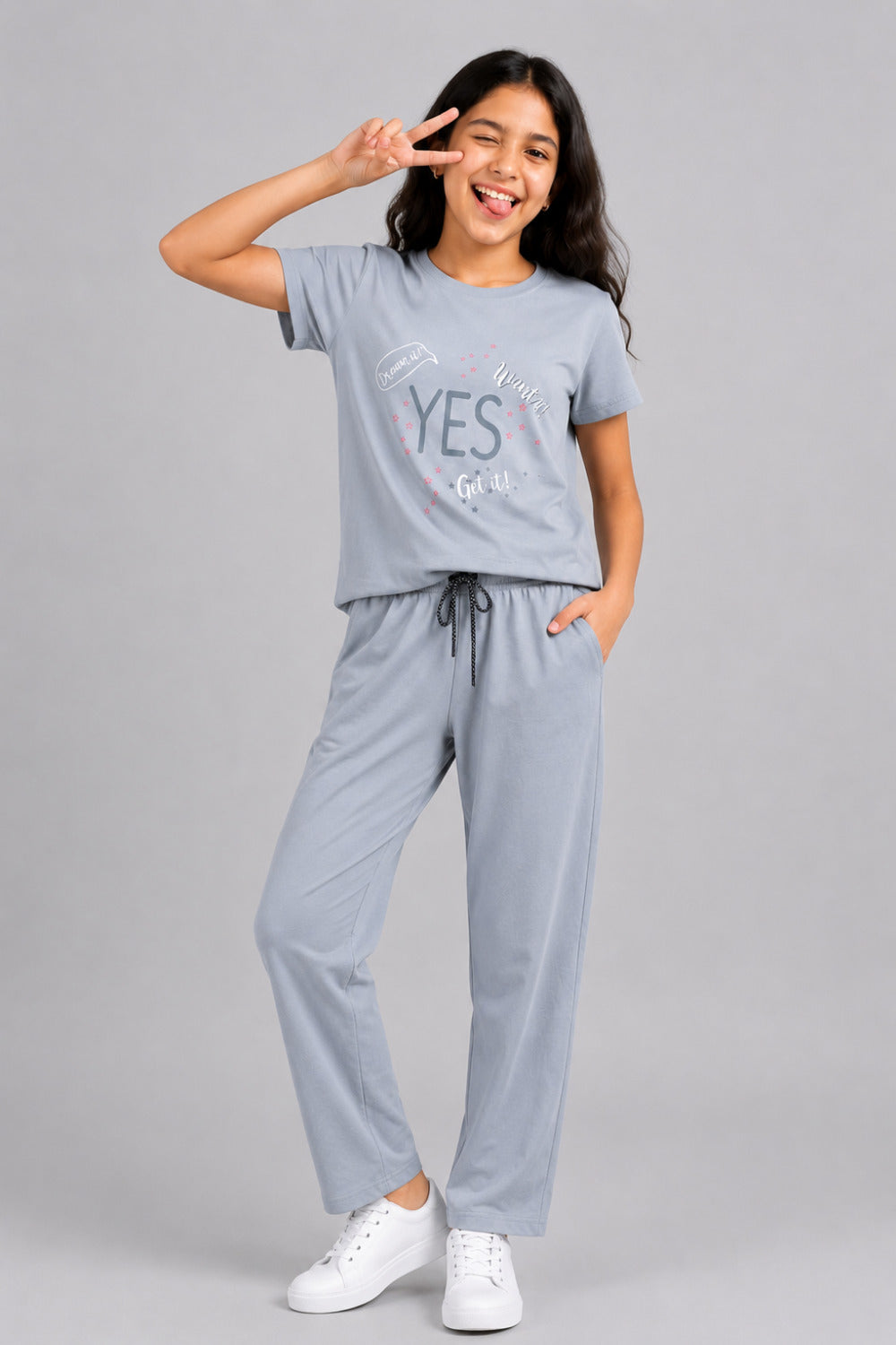 Girls Cotton T-Shirt & Pajama Set Soft Co-Ord Outfit for Kids (9-12 Years)