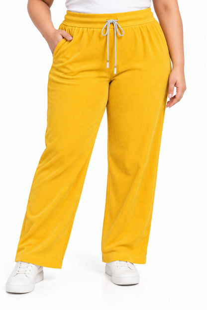Women’s Ribbed Knit Track Pants / Relaxed Lounge Joggers with Drawstring