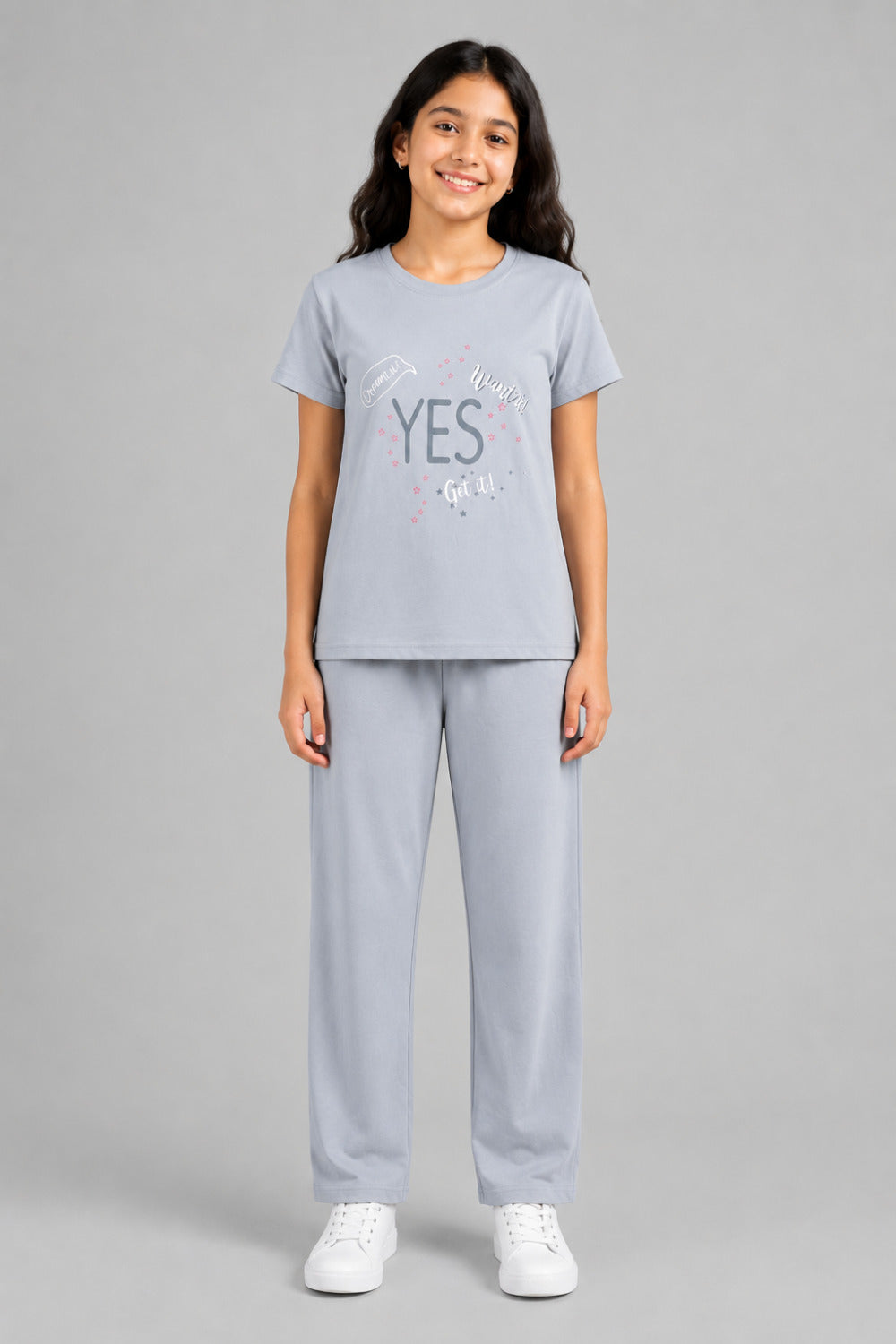 Girls Cotton T-Shirt & Pajama Set Soft Co-Ord Outfit for Kids (9-12 Years)