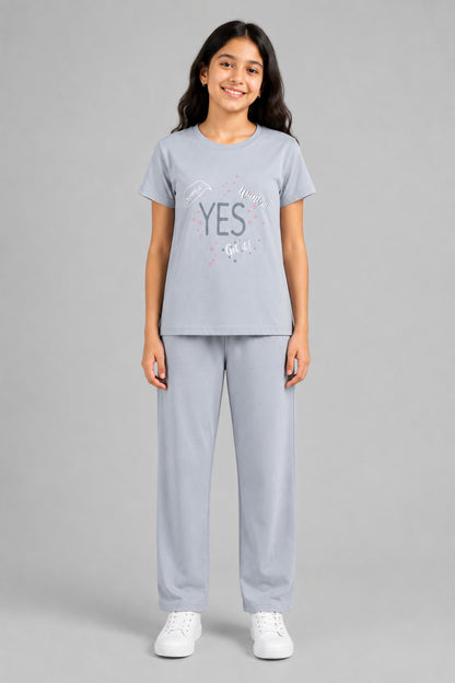 Girls Cotton T-Shirt & Pajama Set Soft Co-Ord Outfit for Kids (9-12 Years)