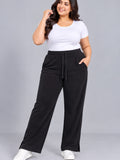 Women’s Ribbed Knit Track Pants / Relaxed Lounge Joggers with Drawstring