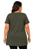 Woman Cotton Lycra V-Neck  Active Tees –Olive Green