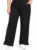 Women’s Ribbed Knit Track Pants / Relaxed Lounge Joggers with Drawstring