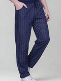 Jinxer Men’s Striped Straight-Fit Cotton Trackpant -Navy Blue