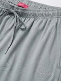 Pearl Grey Cotton Trackpants With One Side Zip Pocket