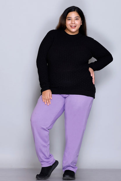 Winter Wear Warm Fleece Lowers For Women- Lilac Blush