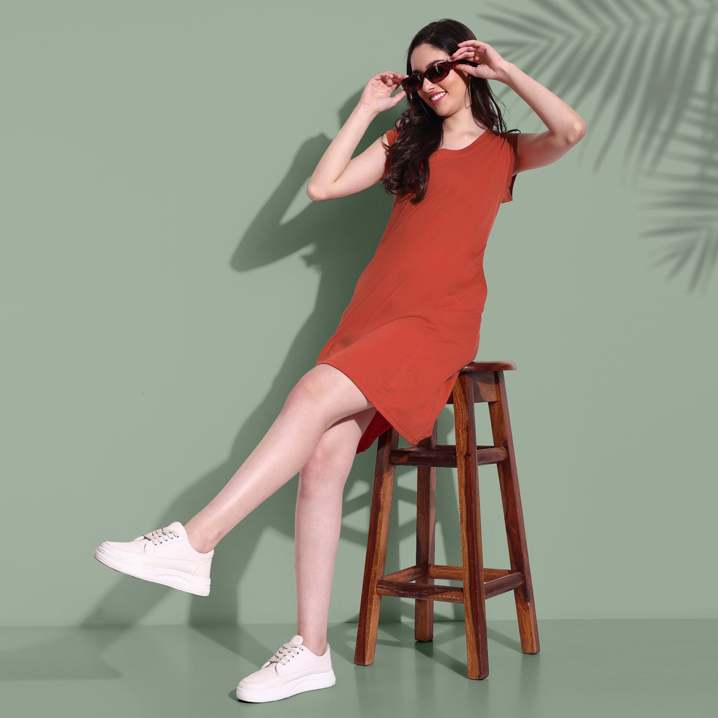Tangy Orange Comfortable Breezy Lounge Dress for Summer online in India at best prices