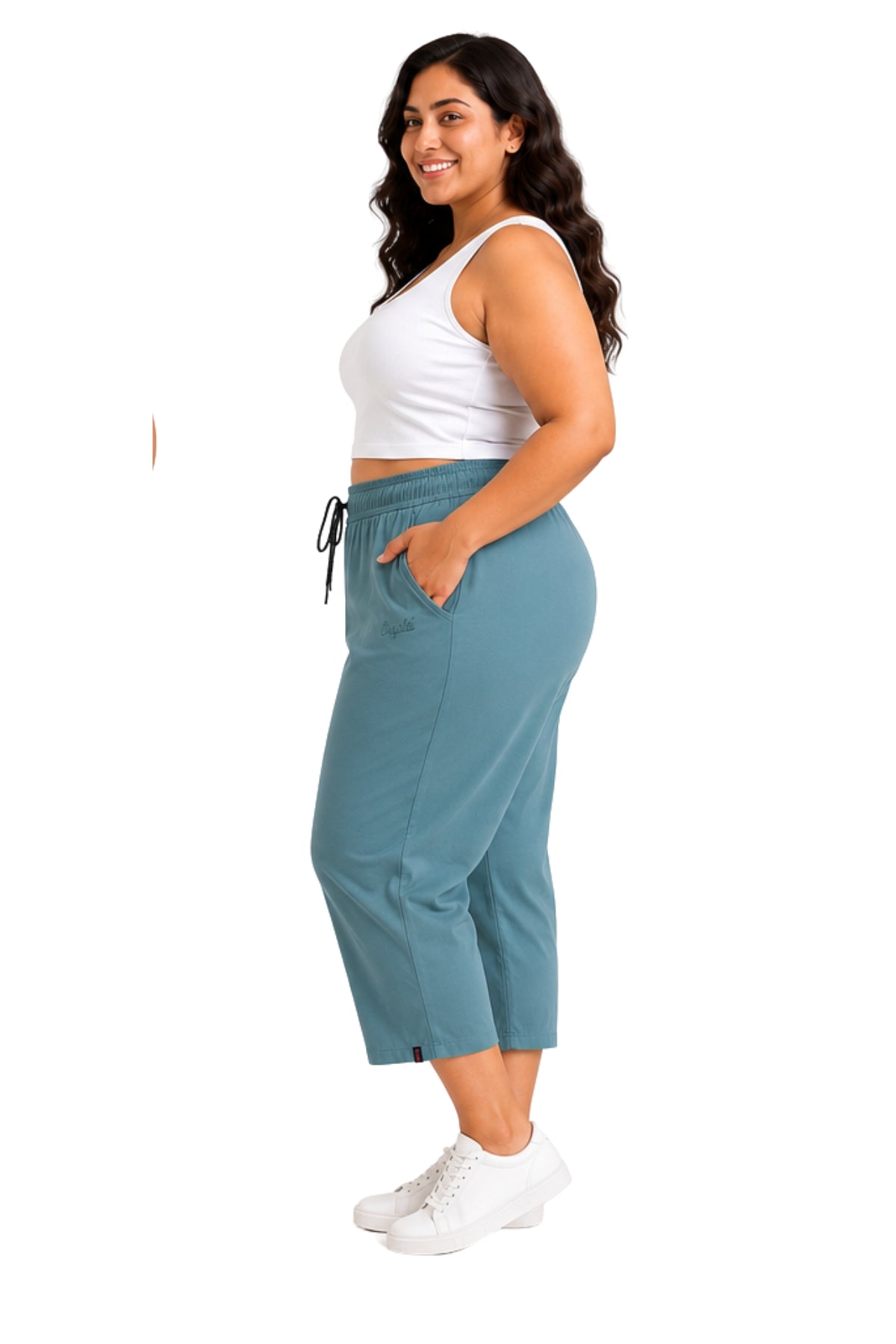 Cotton Capris For Women - Half Capri Pants - Sage
