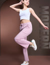 Women's Mid Rise Waffle Knit Track Pants-Lilac