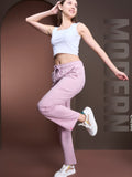 Women's Mid Rise Waffle Knit Track Pants-Lilac