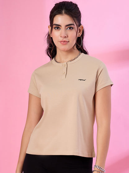 Cotton Casual T-shirts For Summers- Sepia (Available  In Plus Sizes)