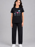 Girls Cotton T-Shirt & Pajama Set Soft Co-Ord Outfit for Kids (9-12 Years)