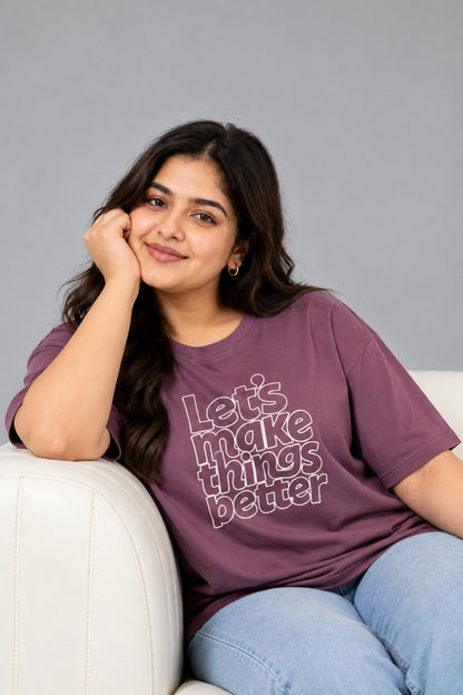 Cupid Woman Basic Printed Cotton Tees In Plus Sizes