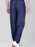 Jinxer Men’s Striped Straight-Fit Cotton Trackpant -Navy Blue