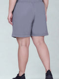 Plus Size Cotton Shorts For Women - Plain Bermuda Combo (Grey/Bottle)