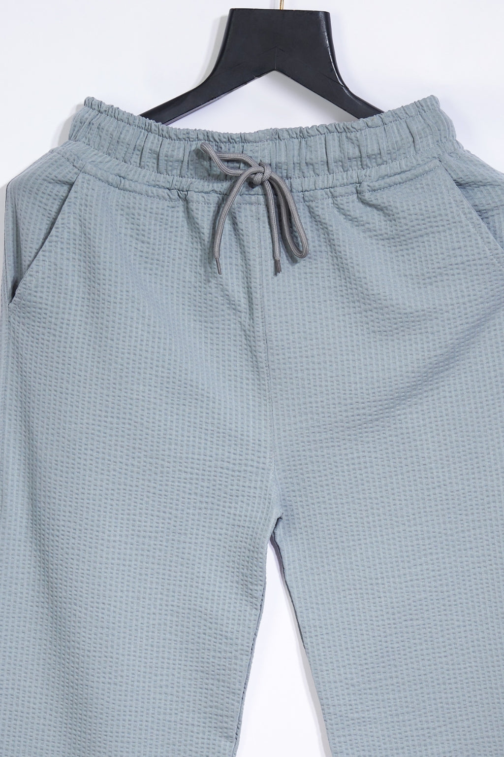 Women's High Rise Waffle Knit Track Pants-Grey