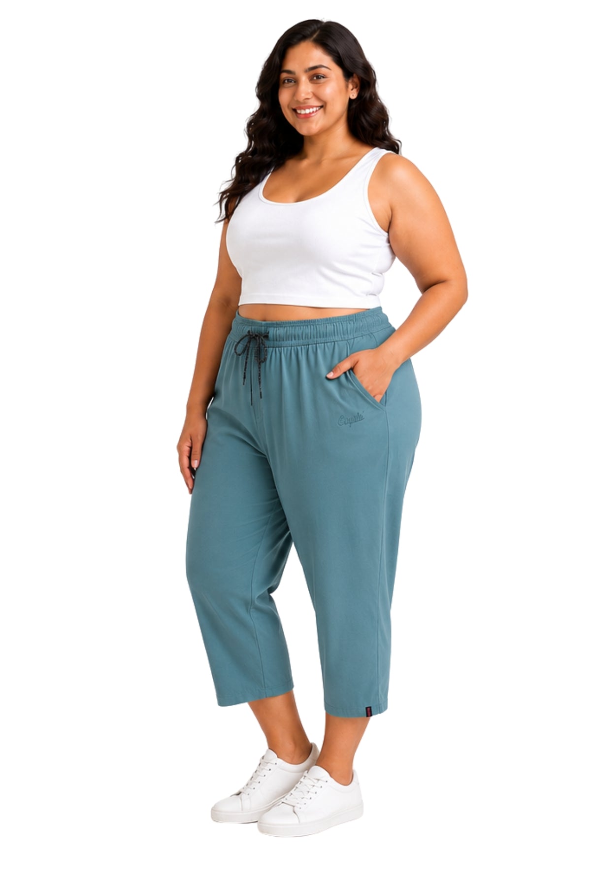 Cotton Capris For Women - Half Capri Pants - Sage