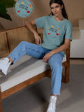 Women Find Your Balance Textured Cotton Relaxed  Fit T-Shirt: Sage