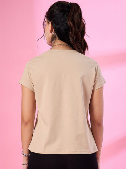 Cotton Casual T-shirts For Summers- Sepia (Available  In Plus Sizes)