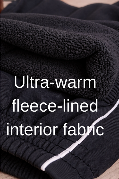 Jinxer Men Plus Size Winter Fleece Track Pants - Black