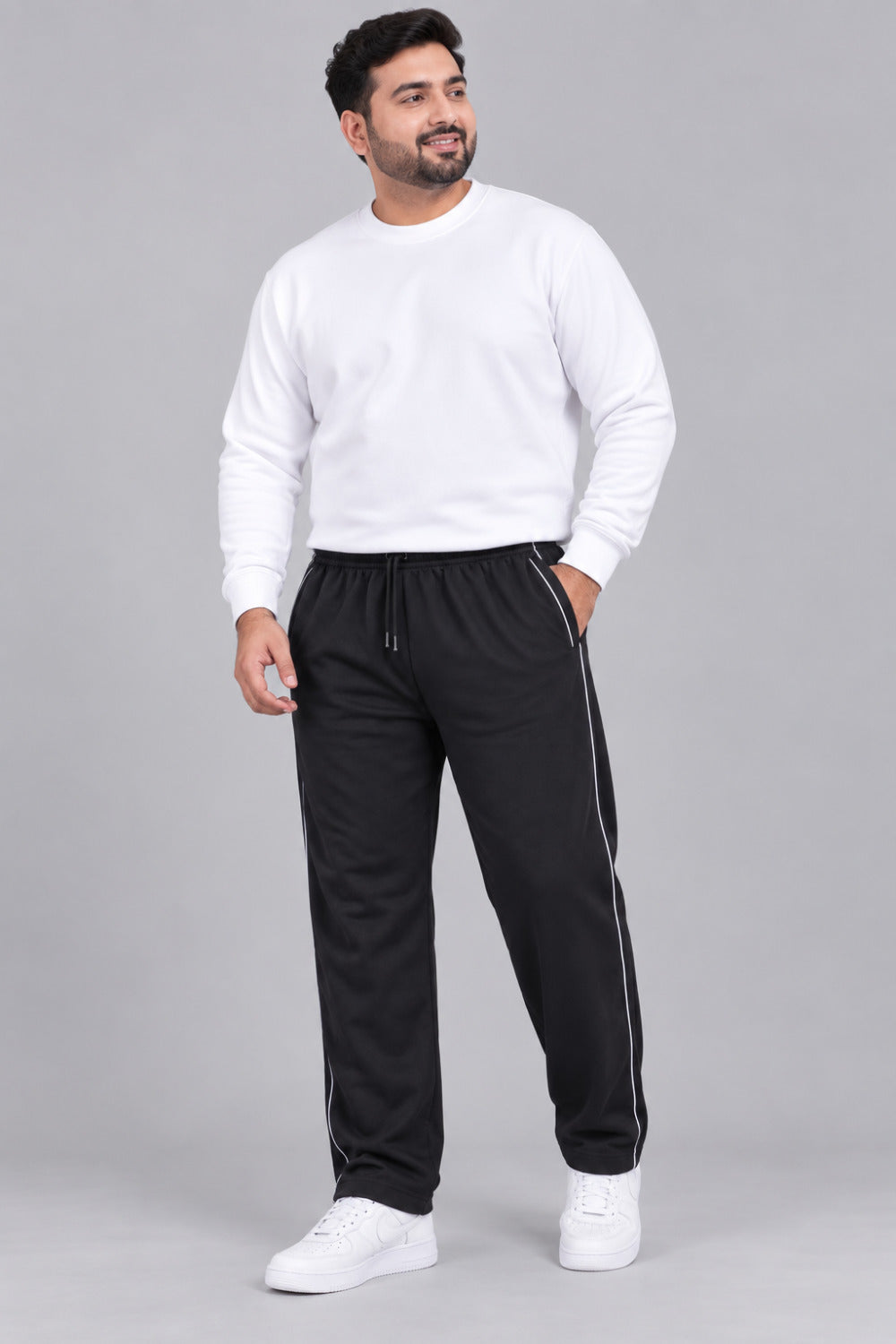 Jinxer Men Plus Size Winter Fleece Track Pants - Black