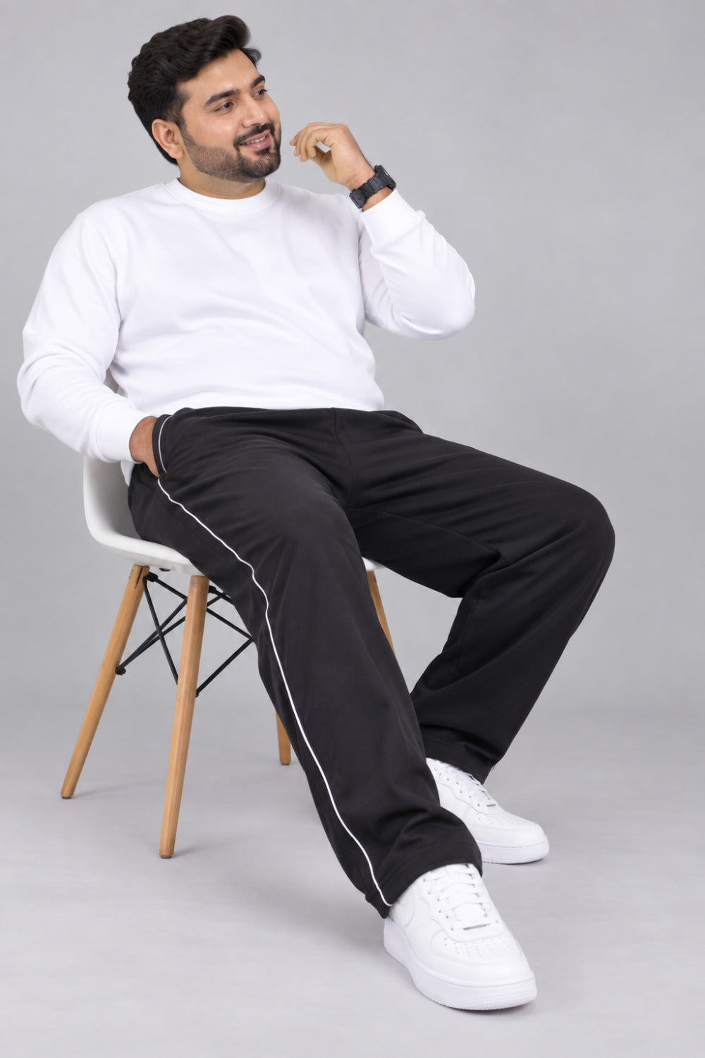 Jinxer Men Plus Size Winter Fleece Track Pants - Black