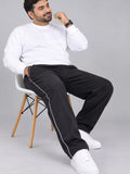 Jinxer Men Plus Size Winter Fleece Track Pants - Black