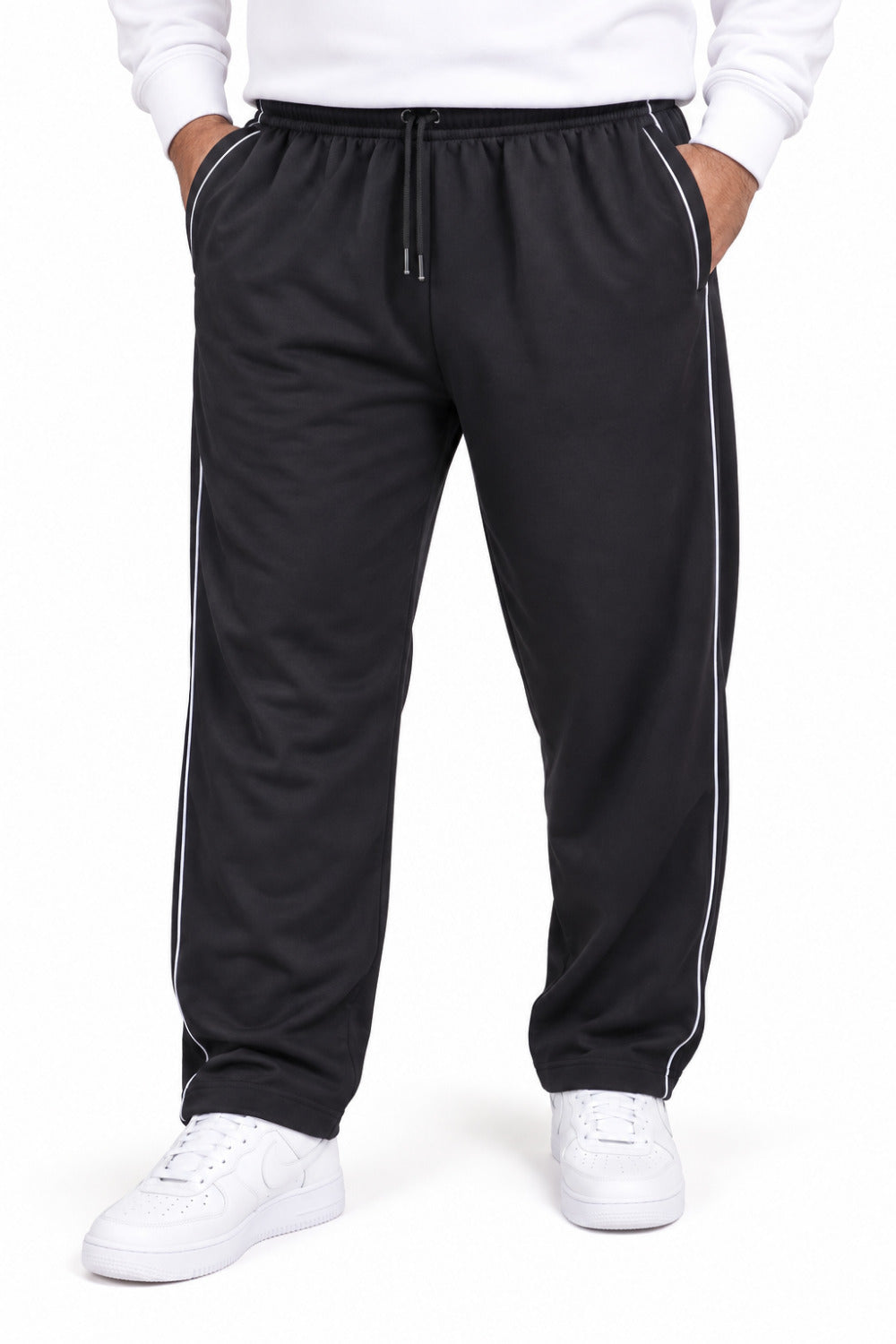 Jinxer Men Plus Size Winter Fleece Track Pants - Black