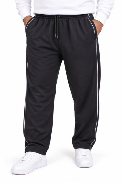 Jinxer Men Plus Size Winter Fleece Track Pants - Black