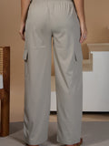 Women Smart Straight Fit Easy Wash Cargo Pants- Oak Grey