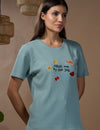 Women Find Your Balance Textured Cotton Relaxed  Fit T-Shirt: Sage