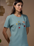 Women Find Your Balance Textured Cotton Relaxed  Fit T-Shirt: Sage